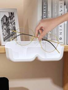1pc Wall-Mounted Eyeglasses Storage Rack, Plastic Hanging Glasses Display Stand, Sunglasses Organizer Holder, Space-Saving Home Decor