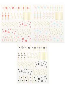 爱心花线贴花法式美甲贴纸自粘彩色美甲用品指甲设计装饰配件 - 彩色 - 查看 14