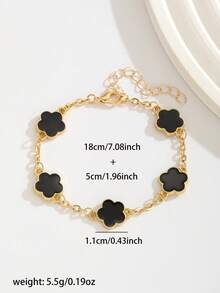 1件优雅时尚金属复古派对幸运五瓣花手链，适合儿童夏季旅行度假日常佩戴，节日生日礼物，返校季礼物 - 彩色 - 查看 7
