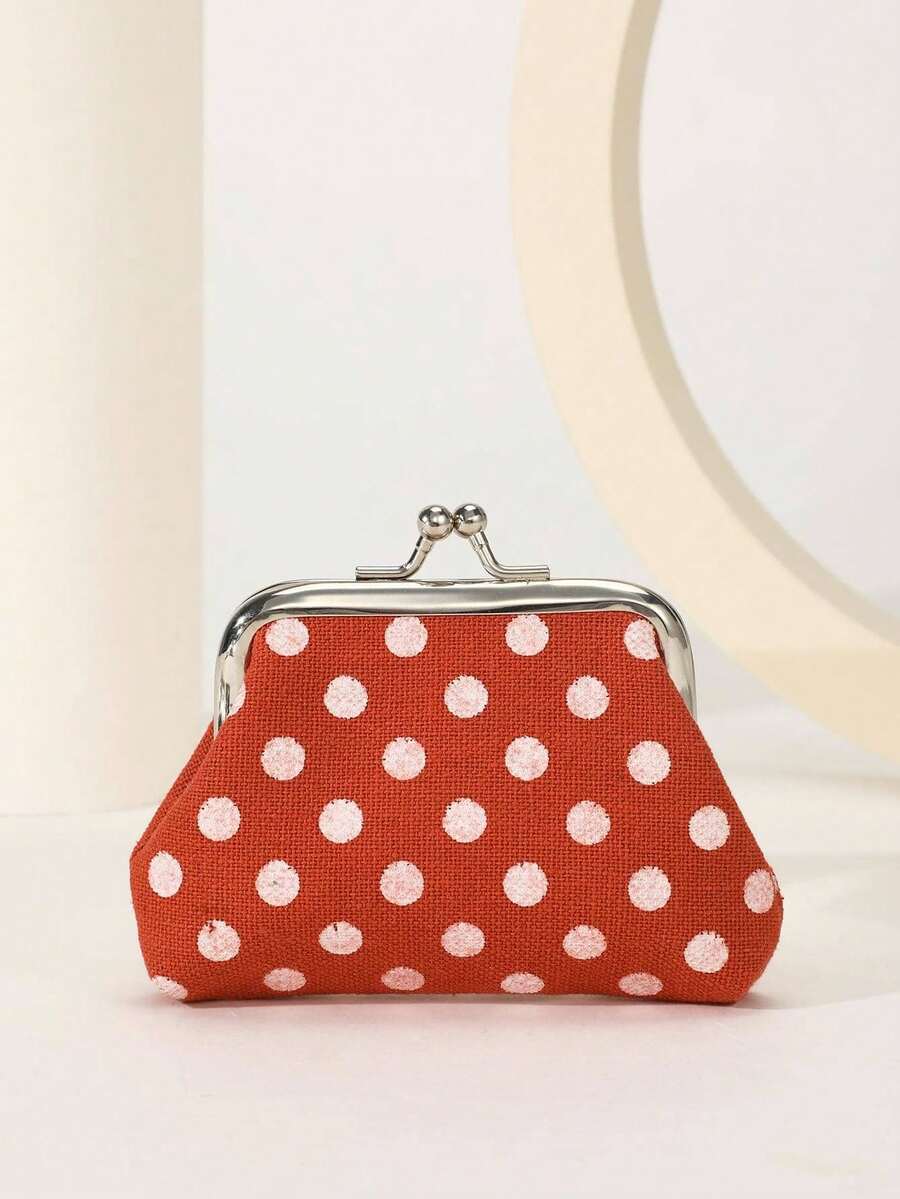 Perfezione a pois: Portamonete versatile da donna con chiusura a bacio, portafoglio da viaggio, mini portafoglio - Colore mogano - Visualizzare 1