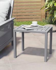 Crestlive Products - Mesa auxiliar rectangular de aluminio, mesa auxiliar para patio, pequeña mesa de centro para exteriores y interiores - Gris Claro - Ver 2