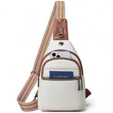 Bolso de pecho para mujer de piel sintética, moderno bolso con cinturón, mochila antirrobo, 7,5 x 4,5 x 11,5 pulgadas (1 unidad) - Blanco - Ver 2
