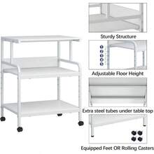 Large Printer Stand With Storage Shelf 23.6 W X 18.9 D Printer Cart With Wheels 3 Tier Mobile Printer Table For Home Office Stands For Printer Heat Pr Scanner Fax White - White - View 3