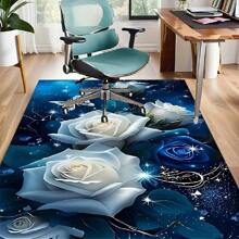 Un grand tapis de sol avec des motifs floraux personnalisés dans un style moderne. Ce tapis de luxe complète diverses décorations d'intérieur. Il est premium, lavable en machine et construit avec un matériau haute densité, avec des particules antidérapantes au bas, des propriétés résistantes à la décoloration et un design moderne et léger pour une portabilité facile.