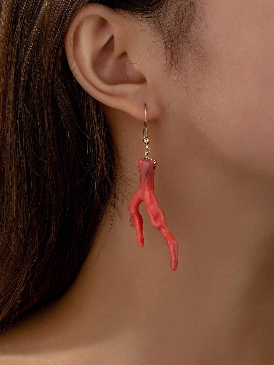 1 对夏季度假海滩风格珊瑚耳环（女士款） - 粉色 - 查看 1