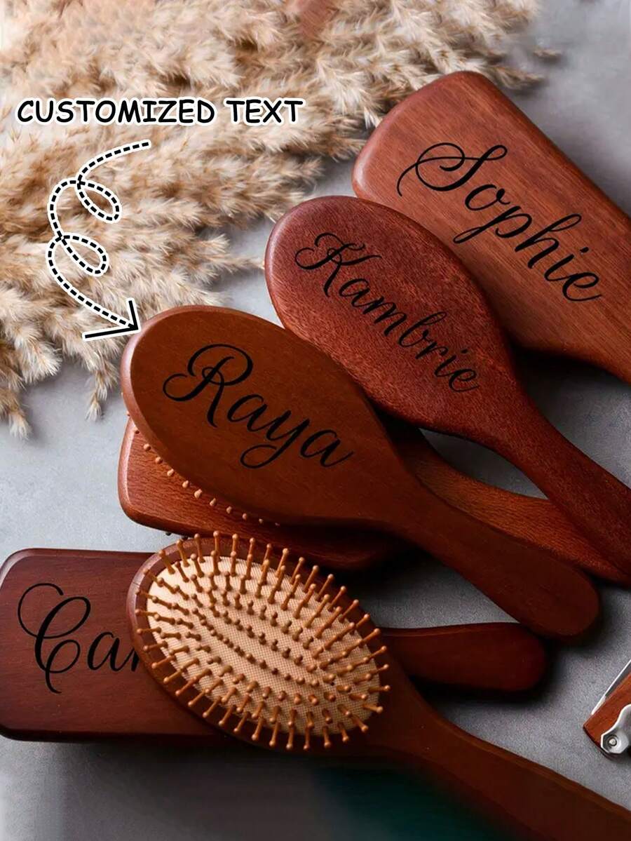1pc Personalized Bridesmaid Gift - Customized Rose Gold & Black Design Hair Comb, Durable Plastic Elegant Party Accessory, Suitable For Wedding, Birthday, Graduation - Unique Gift For Women