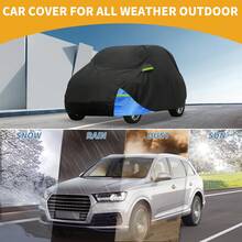 Car Cover Waterproof All Weather 210D, UV Sun Rain Protection, With Left Side Zipper - Black Blue for Smart Fortwo - View 2