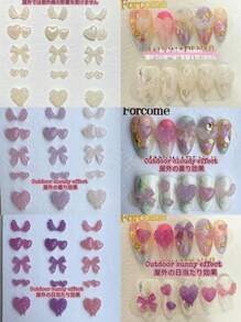 50pcs/100pcs Color-Changing Nail Decorations,Cute Hearts,Angel Wings,Bow Nail Decorations,Outdoor Color-Changing Nail Diy Accessories Nail Charms