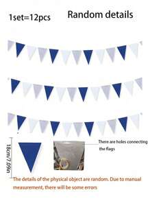 2 Sets /1 Set-Navy Blue, White And Silver Party Decorations, Royal Blue Triangular Flag Triangular Flag Banner Sleeping Bag Suitable For Graduation, Birthday, Wedding, Bride Gift Party, Sailing, Ahoy Achor Theme Party Decoration Items