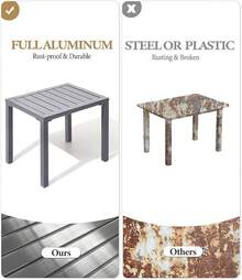 Crestlive Products - Mesa auxiliar rectangular de aluminio, mesa auxiliar para patio, pequeña mesa de centro para exteriores y interiores - Gris Claro - Ver 10