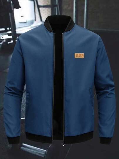 Winter Plus Size Men's Outdoor Sports Casual Stand Collar Baseball Jacket, Solid Color Zipper Thick Coat, Gift For Boyfriend, Husband, Friend, Father's Day