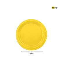 Bộ đồ ăn dùng một lần màu vàng 10 món - gồm 10 đĩa, 10 cốc 9oz và khăn ăn, thích hợp cho sinh nhật, tiệc tùng, dã ngoại và trang trí tiệc nướng BBQ. - Màu vàng - Xem 9