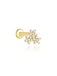 1Pc Asymmetrical 925 Sterling Silver Cartilage Helix Piercing Earring For Women Hypoallergenic Flat Back Stud Earring Perfect For Daily Wear/Party/Gift Bridal Jewelry Fine Jewelry