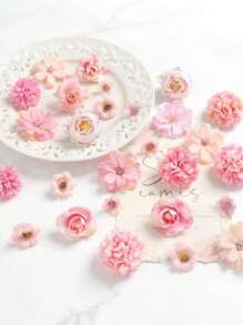 1pc Monochrome Series Floating Artificial Flowers Curtain, Creative Photography Prop, Indoor Outdoor Floral Decor, Plastic Fake Flower Petals Waterfall, Romantic Wedding Backdrop, 3-10cm Random Size, Decoration Material Pack