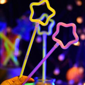 Bacchetta luminosa a forma di stella - Bacchetta luminosa divertente e luminosa, bacchetta luminosa a forma di cuore per feste, eventi e celebrazioni - Dura fino a 10 ore
