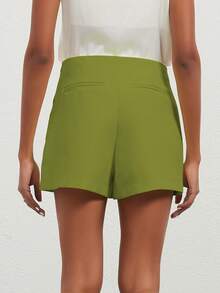 YROOE Women's Fashion Casual Versatile Solid Color Asymmetrical Skirt Shorts - Grass Green - View 7