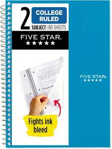 THE  Five Star Spiral Notebook, 2 Subject, College Ruled Paper, 6" X 9-1/2", 80 Sheets, Fights Ink Bleed, Water Resistant Cover, Tidewater Blue ( 840029 CG1-ECM) - Amethyst Purple - 查看 10