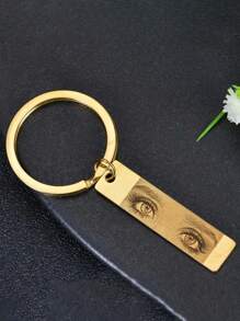 Llavero con diseño de ojo personalizado, colgante de acero inoxidable, llavero rectangular de moda, joyería de aniversario única, llavero de ojo personalizado creativo, regalo para los seres queridos