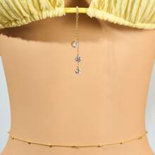 2 Stücke Körperkette für Damen, Bikini-Kette & ovale perlenbesetzte Taillenkette, vielseitige Anhänger Bikini-Kette, Halter-BH-Kette, sexy Boho Strand Bikini