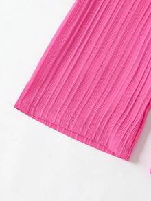 Conjunto de 6 peças de blusa casual de cor sólida para meninas e calças de perna larga, traje para atividades ao ar livre, primavera/verão