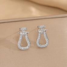 1 Stück modischer Luxus Schmuckset mit kubischem Zirkonia und Hufeisen-Verschluss, bestehend aus Halskette, Ohrringen und Ring, elegant und vielseitig einsetzbar, perfektes Geschenk für Frauen