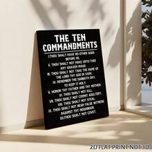 1pc Framed Canvas Poster, Inspirational 10 Commandments Wall Art, Bible Verses Wall Decor, Christian Wall Decor, Bible Verse Scripture Wall Art Canvas Paintings, Ideal Gift For Bedroom Living Room Corridor, Wall Art, Room Decoration, 2D Flat - Multicolor - View 3