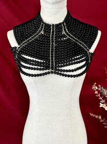 Catena corporal e collana per spalla in finta perla, realizzata a mano, adatta per le donne - gioielli multi-strato versatili per uso quotidiano, feste, discoteca e vacanze - scialle di lusso
