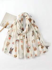 1 pieza Bufanda con estampado de perro para hombre, elegante y linda, esencial para salidas, reuniones y compras