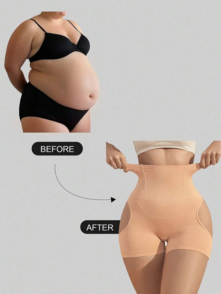 1Pc Women High Waist Shapewear For Tummy Control, Hip Lifting, Postpartum Recovery - Lace Trim Waist Trainer Body Shapers Gym Accessories Belly Slimming Girdles, Lumbar Girdles Belly Slimming Corset - 杏色 - 查看 1