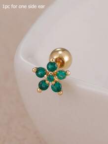1 pieza de pendiente de aro mini de flor de circonia en acero inoxidable chapado en oro de 18K para mujer, joyería de piercing en hélix y cartílago