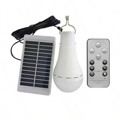 1pc/2pcs Solar Powered Emergency Light Bulb, White Light Remote Control 12W USB Rechargeable High Brightness Lighting Long Lasting, Suitable For Home, Outdoor Camping, Night Market, Night Light, Night Fishing, RV Travel