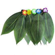 1pc Autumn Grass Skirt Decor, Halloween Caveman Costume, Hawaiian Grass Skirt Dance Dress, Artificial Leaf Grass Skirt, Beach Festival Party Decor Leaf Dress, Performance Leaf Skirt - Multicolor - View 5