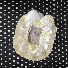 Portacarte per foto con orecchie di coniglio e gatto in peluche fatti a mano, pizzo, stile Kpop, materiale scolastico, per il ritorno a scuola