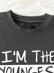 Tween Boy Letter Print Round Neck Short Sleeve T-Shirt And Shorts Set