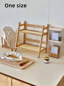 1 pieza Estantería de escritorio de madera maciza, estantería de escritorio de cocina de doble capa, estantería de escritorio, estantería de almacenamiento de escritorio para el hogar, decoración del hogar, decoración de la habitación, almacenamiento de tazas, organizador de cocina