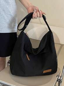 Bolso bandolera minimalista y casual para mujer, de un solo color con correa ajustable, ligero y portátil, ideal para universidad/colegio, para chicas adolescentes; Bolso bandolera de un solo color casual y de nailon para chicos adolescentes; Bolso de hombro con estilo artístico para la escuela, el trabajo y los viajes