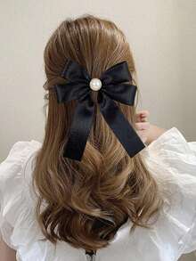 3pcs Girls Bows Hair Scrunchies Pearl Elastic Hair Ties No Damage Ponytail Hair Ties Hair Accessories - Multicolor - View 4