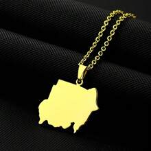Elegante colgante de acero inoxidable con mapa de la República de y bandera, collar (sin)