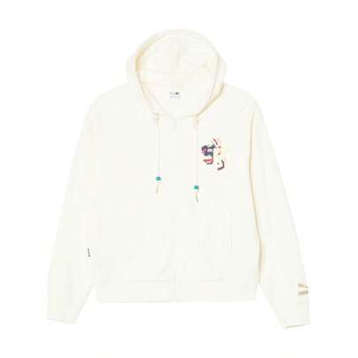 Puma 时尚刺绣徽标女式连帽长袖运动夹克 62727265