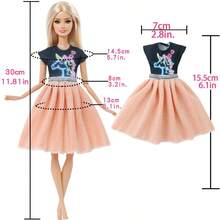 5pcs Set Polyester Fashion Doll Clothes, 11.5 Inch 1:6 Doll Casual Dress Set, Suitable As Children's Day/Birthday Gift (Doll Not Included)