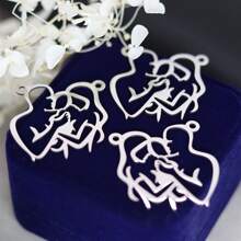 Set de 3 dijes con corazón romántico de acero inoxidable para mamá e hijo, accesorios para hacer joyería, collares, pulseras, colgantes y manualidades DIY