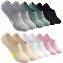 6-Pack Summer Women's Wide Fit Invisible Boat Socks - Anti-Odor & Moisture-Wicking Breathable Low-Cut Thin Socks For Casual & Athletic Wear - 混合色-6雙裝 - 查看 7