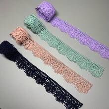 1/5 Yards Of Long Venice Floral Lace Trim For Sewing Crafts - Available In Red, Purple, Green Can Use Embellish And DIY - Multicolor - View 1