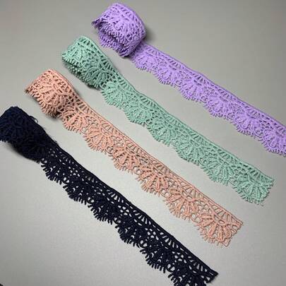 1/5 码长的威尼斯花卉蕾丝边可用于缝纫工艺品 - 有红色、紫色、绿色可供选择，可用于装饰和 DIY