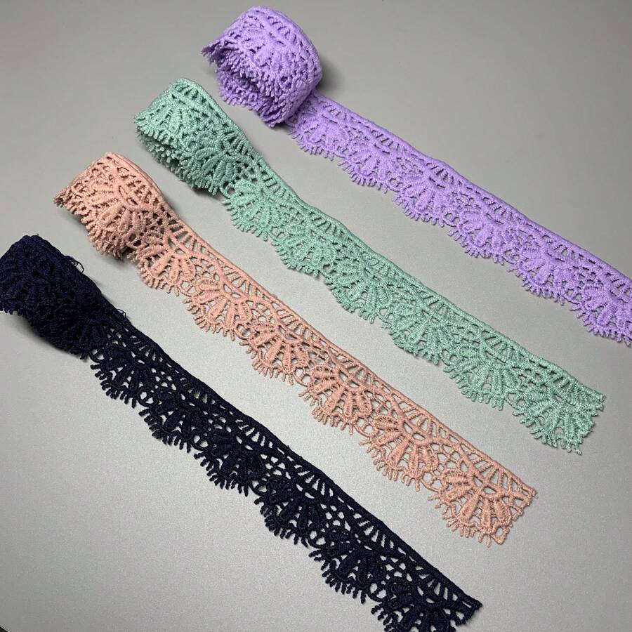 1/5 Yards Of Long Venice Floral Lace Trim For Sewing Crafts - Available In Red, Purple, Green Can Use Embellish And DIY - Multicolor - View 1