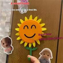 1/2PCS Sunflower Wall Hooks - Stretchable Self-Adhesive No Drill Hooks For Kitchen,Office,Door (ABS Material) Cute Flower Hooks For Keys,Towels,Home Decor