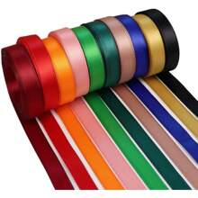 Double Face Satin Ribbon 10 Colors 3/8"(10mm) X 5 Yards Each Total 50 Yards For Gift Wrapping Wedding Party Decoration