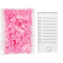 100个粉色/白色睫毛嫁接胶水杯（花形）+1个嫁接睫毛工具刻度盘，带凹槽，精美睫毛滴管水晶桌矩形鉴别器，适用于家庭或美睫店，方便携带 - 彩色 - 查看 10