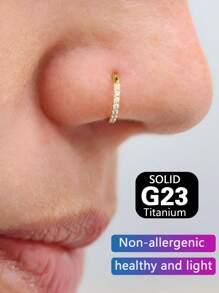 4 peças/1 peça de piercing de nariz redondo de titânio G23 de baixa sensibilidade incrustado com zircônia 5A brincos femininos dourados 16G piercing de septo nasal joia de perfuração adequada para rodas de orelha, lóbulos de orelha, rodas de orelha anteriores, cóclea, barcos de orelha