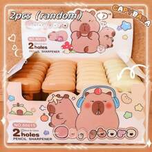 2/4 tailles de taille-crayons mignons de marsouins sans nageoire - design à double trou transparent rabattable, marsouins sans nageoire de dessin animé mignons avec des accessoires colorés, plastique portable et durable, cadeau d'anniversaire idéal pour les étudiants et l'utilisation de bureau, récompense scolaire. Étui à crayons mignon, rentrée scolaire, fournitures scolaires ludiques, structure robuste